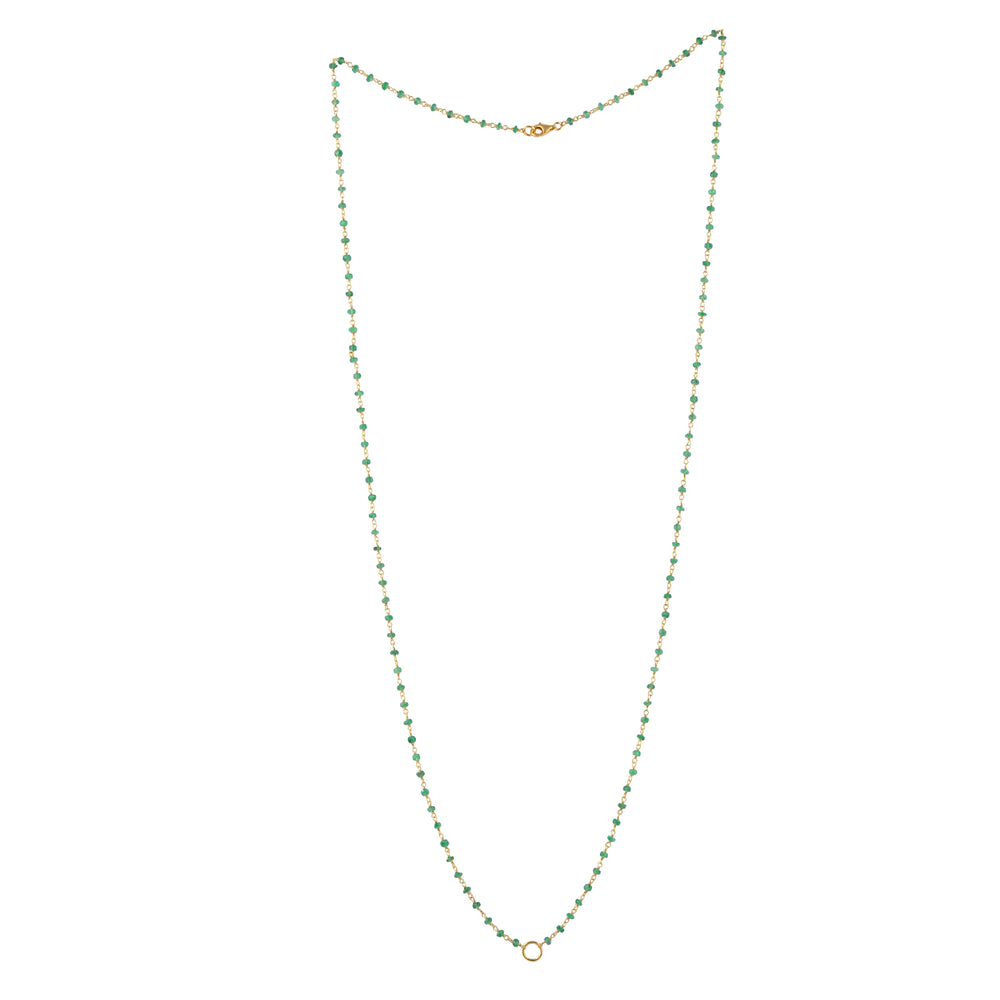 Faceted Emerald Gemstone Beads Designer Opera Necklace Made In 18K Yellow Gold Jewelry