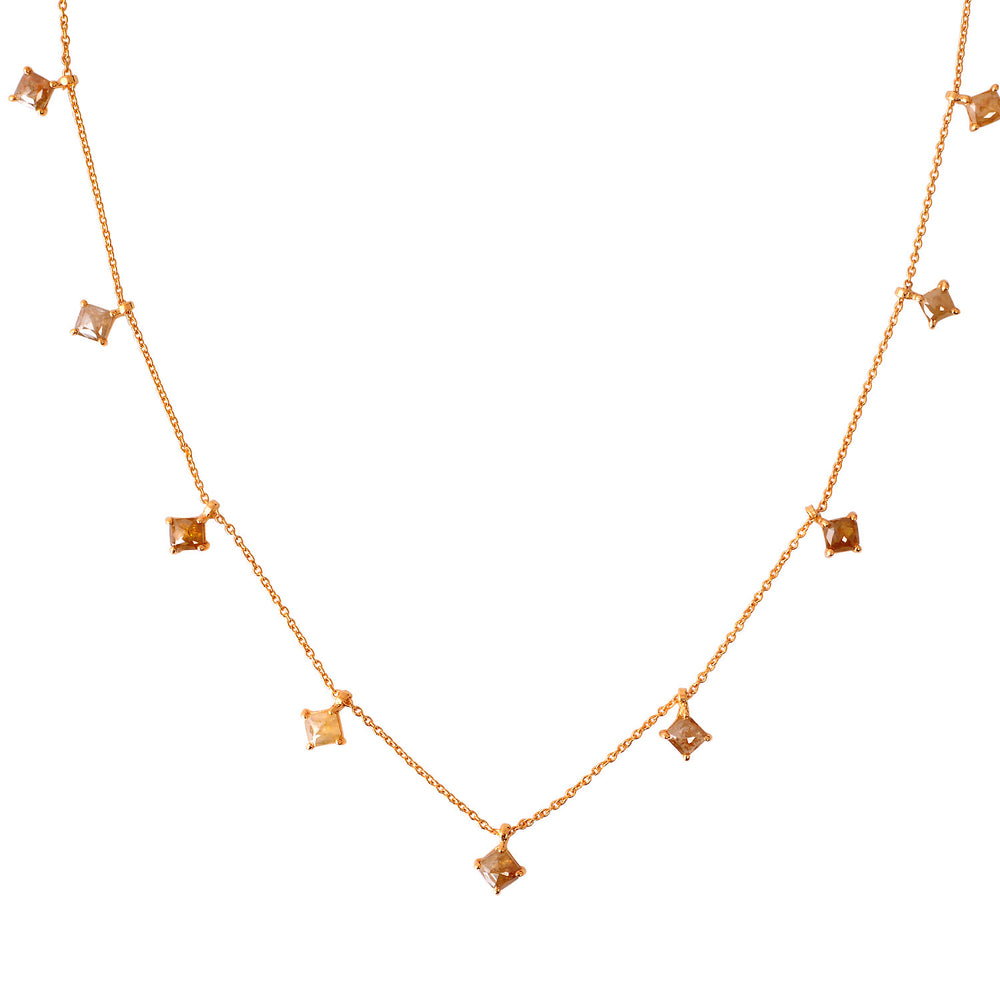 Square Cut Ice Diamond Designer Choker Necklace In 18K Yellow Gold For Gifts