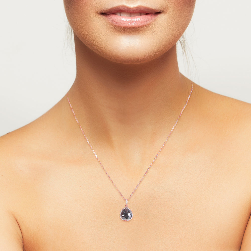 18K Rose Gold Pear Cut Ice Diamond Choker Necklace Jewelry For Her