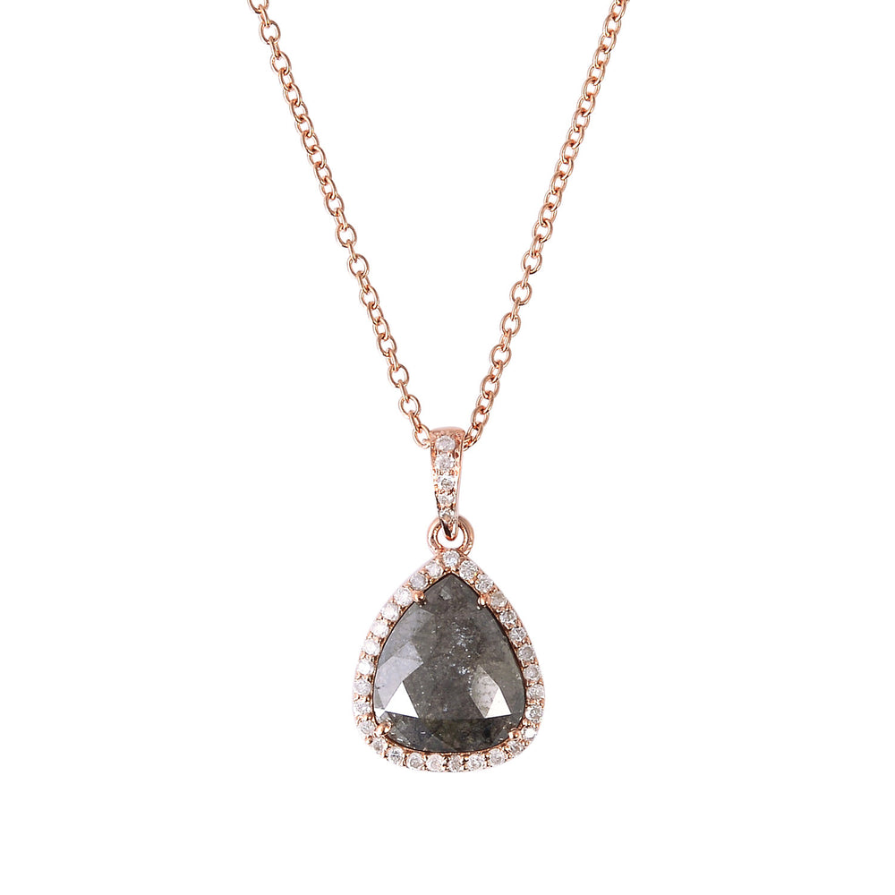 18K Rose Gold Pear Cut Ice Diamond Choker Necklace Jewelry For Her