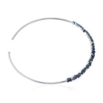 Baguette Blue Sapphire & Diamond Wedding Cuff Necklace In 18k White Gold