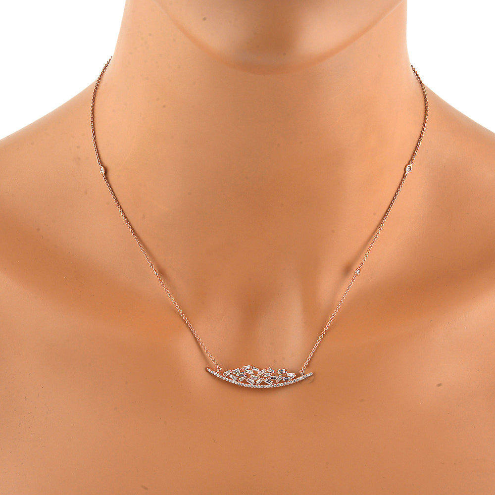 18K Rose Gold Prong Set Baguette Diamond Designer Choker Necklace For Her