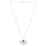 Natural Tanzanite Prong Uncut Diamond Geometric Princess Necklace In White Gold