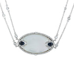 18k White Gold Mop Sapphire Diamond Wedding Princess Necklace For Her On Sale