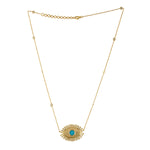 Baguette Diamond Prong Turquoise In 18k Yellow Gold Evil Eye Choker Necklace