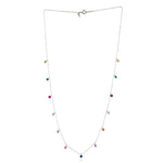 Multi Sapphire Prong Ruby Emerald Gemstone Princess Necklace In White Gold For Her