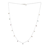 Multi Sapphire Prong Ruby Emerald Gemstone Princess Necklace In White Gold For Her