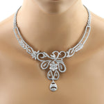 18K White Gold Micro Pave Diamond Handmade Beautiful Choker Necklace