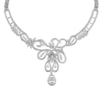 18K White Gold Micro Pave Diamond Handmade Beautiful Choker Necklace