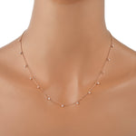 Prong Set Diamond Handmade Beaded Princess Necklace In 18K Yellow Gold