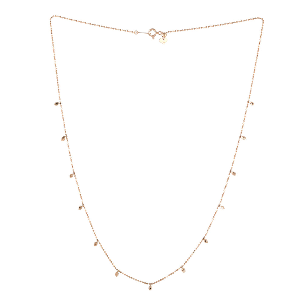 Prong Set Diamond Handmade Beaded Princess Necklace In 18K Yellow Gold