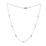 14K White Gold Bezel Set Natural Rose Cut Diamond Collar Necklace Jewelry For Women