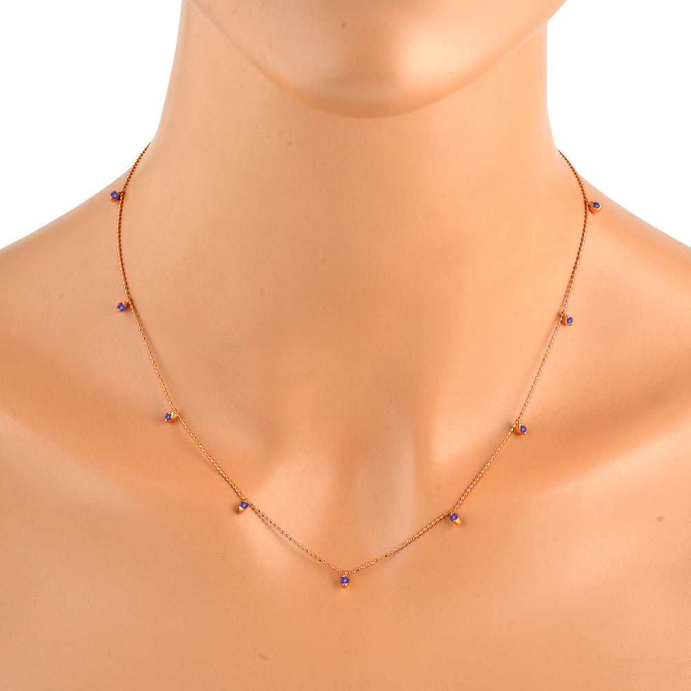 Prong Set Amethyst Gemstone Beaded Princess Necklace In 18K Rose Gold