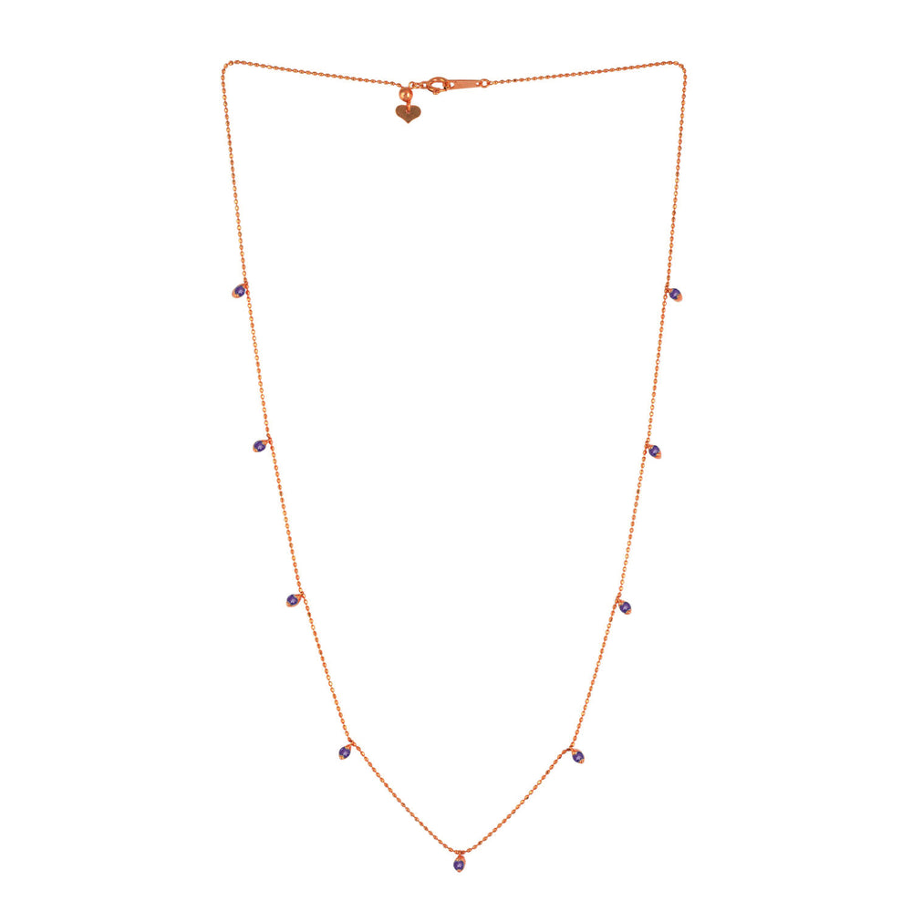 Prong Set Amethyst Gemstone Beaded Princess Necklace In 18K Rose Gold