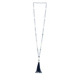 18k White Gold Chain Tassel Rope Lariat Necklace Pearl Chiness Onyx Sapphire Beads Diamond For Her On Sale