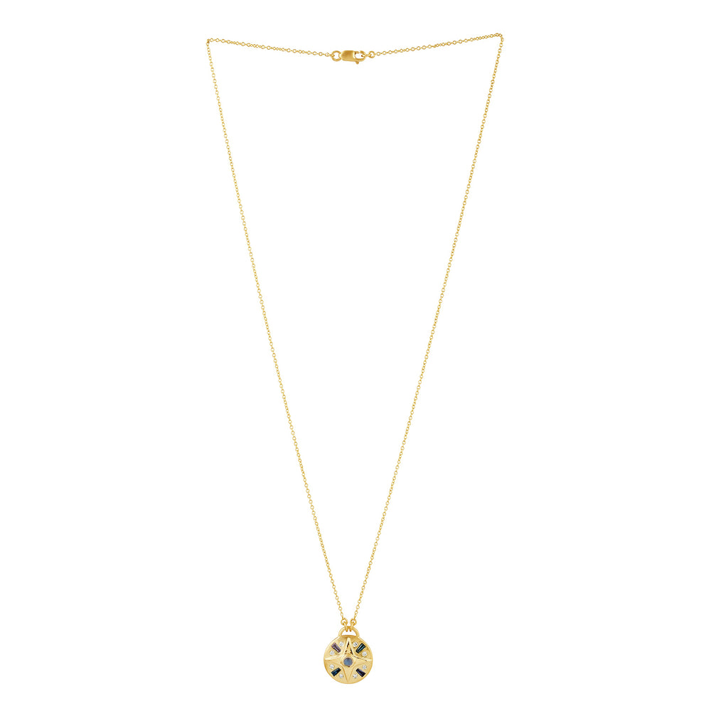 Moonstone Baguette Multiple Gemstone Diamond In 18k Yellow Gold Choker Necklace