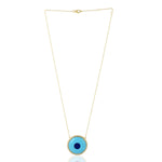 Natural Pave Diamond Evil Eye Turquoise 18k Yellow Gold Pendant