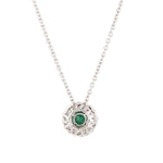 Emerald Pave Diamond Halo Chain Princess Necklace In 14k White Gold