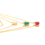 Oval Cut Ruby Heart Cut Emerald Pear Diamond Choker Necklace In 18K Yellow Gold Jewelry