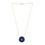 Natural Lapis & Turquoise Pave Diamond In 18k Yellow Gold Evil Eye Choker Necklace