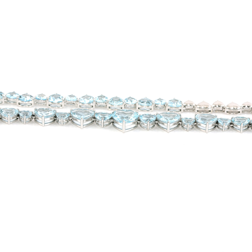 Heart Shaped Aquamarine March Birthstone Delicate Necklace In 18k White Gold For Her