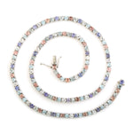 Blue Topaz Tourmaline Multi Gemstone Wedding Matinee Necklace In 14k White Gold Gift