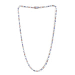 Blue Topaz Tourmaline Multi Gemstone Wedding Matinee Necklace In 14k White Gold Gift