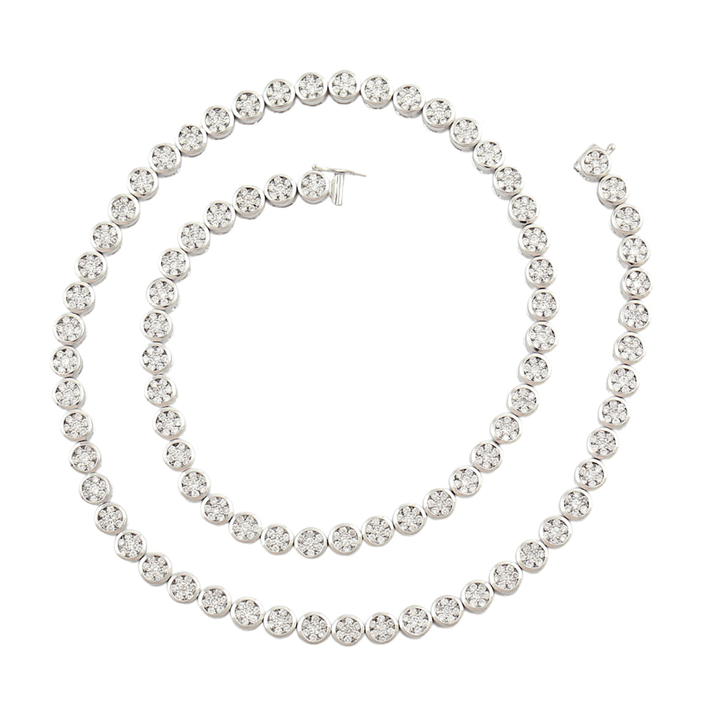 Solid 18K White Gold Pave Natural Diamond Designer Choker Necklace