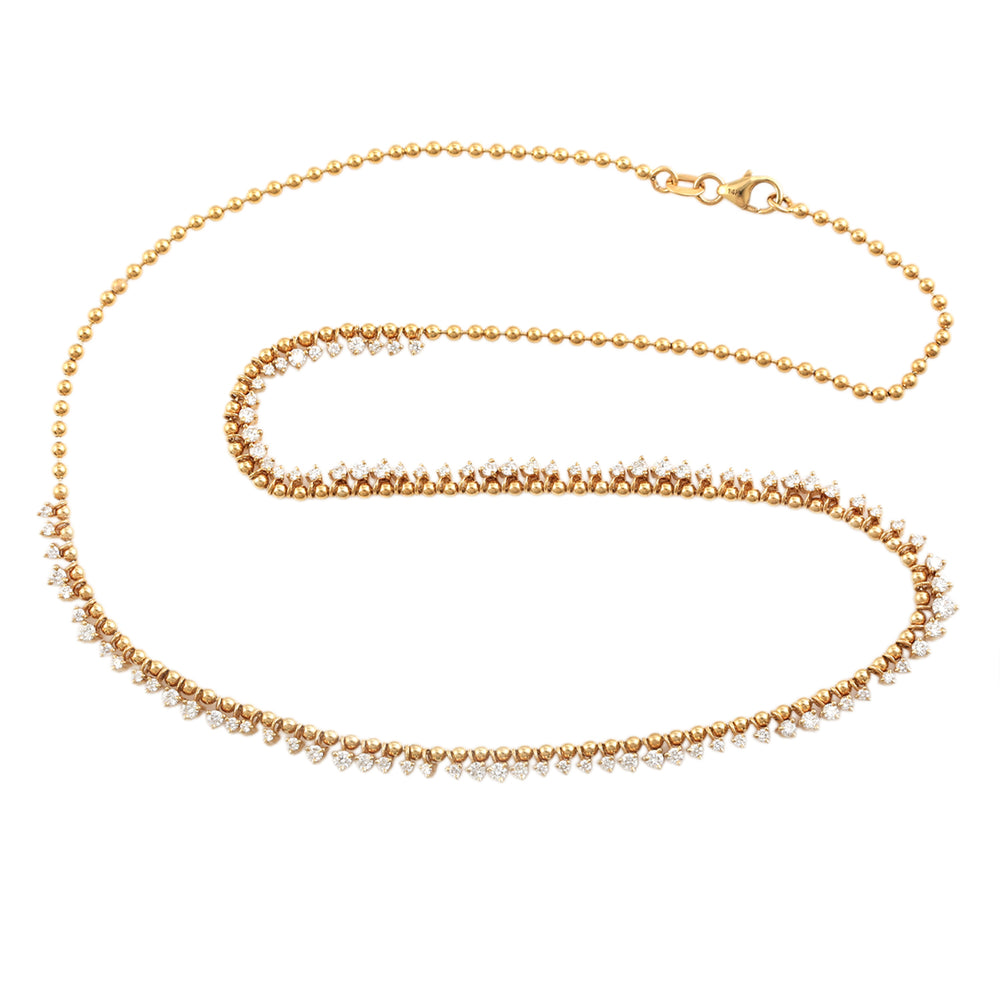 14K Yellow Gold Prong Natural Diamond Wedding Choker Necklace For Her