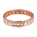 18K Rose Gold Genuine Uncut Diamond Designer Bangle Handmade Jewelry For Women's