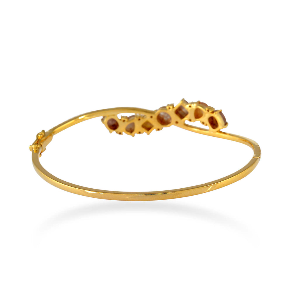 Mix Cut Ice Diamond Pave Unique Wedding Bangle In 18K Yellow Gold For Gifts