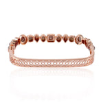 18K Rose Gold Bezel Set Multi Shape Ice Diamond Designer Bangle Wedding Jewelry For Her