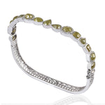 Natural Ice Diamond Bezel Set Handmade Wedding Bangle In 18k White Gold