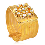 Flat Polki Unshaped Rose Cut Diamond Wedding Bangle In 18K Yellow Gold Jewelry For Her