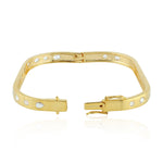 Natural Rose Cut Diamond Bezel Set Designer Bangle Made In 18K Yellow Gold Wedding Jewelry