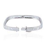Bezel Set Uncut/Rose Cut Diamond In 18k White Gold Wedding Bangle Jewelry