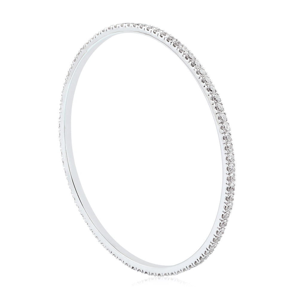 18K White Gold Pave Natural Dimond Handmade Wedding Bangle For Women's