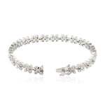18K White Gold Prong Set Rose Cut Diamond Designer Wedding Bangle