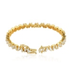 Baguette Cut Diamond Handmade Wedding Bangle In 18K Yellow Gold