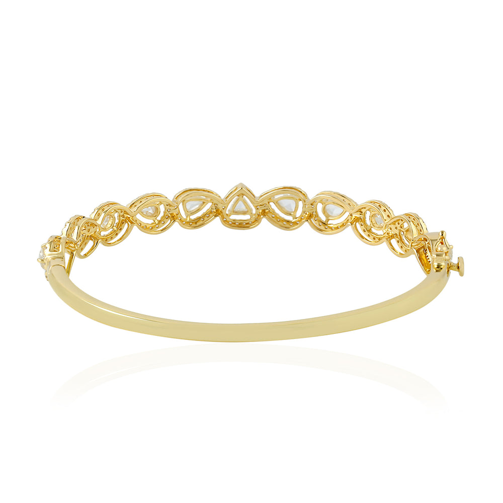 Pear Cut Diamond Pave Diamond Handmade 18k Yellow Gold Bangle For Women