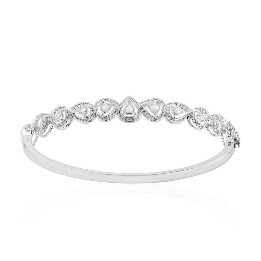 18k White Gold Natural Diamond Beautiful Bangle For Women For Gift