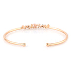 18K Rose Gold Baguette Multi Sapphire Prong Diamond Cuff Bangle Jewelry For Her