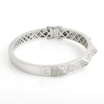 14K White Gold Pave Natural Diamond Handmade Pyramid Wedding Bangle For Her