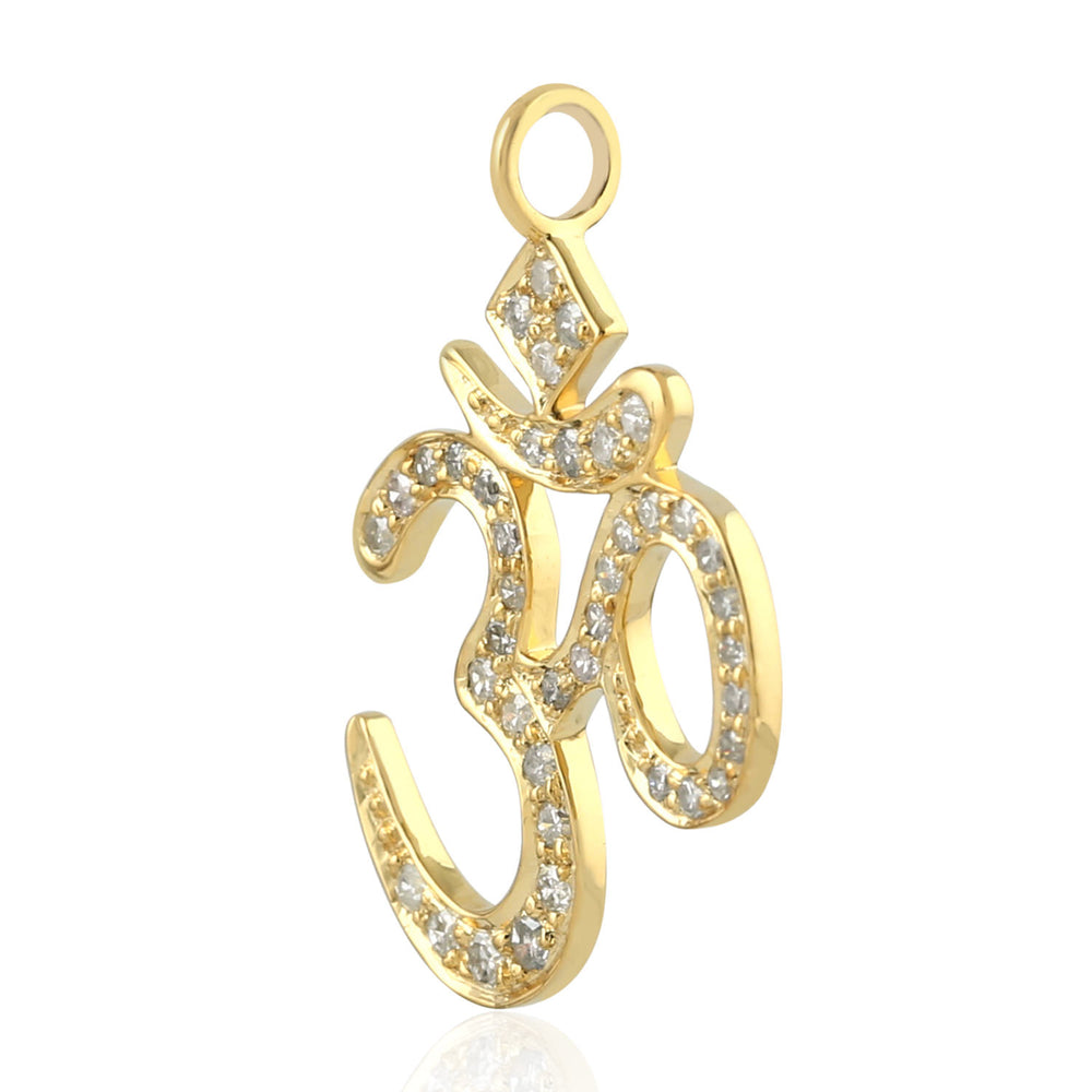 14K Yellow Gold Pave Diamond "OM" Religious Pendant