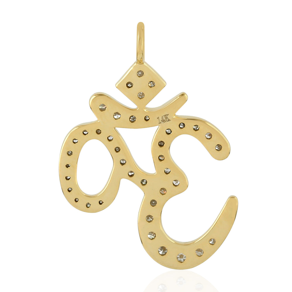 14K Yellow Gold Pave Diamond "OM" Religious Pendant