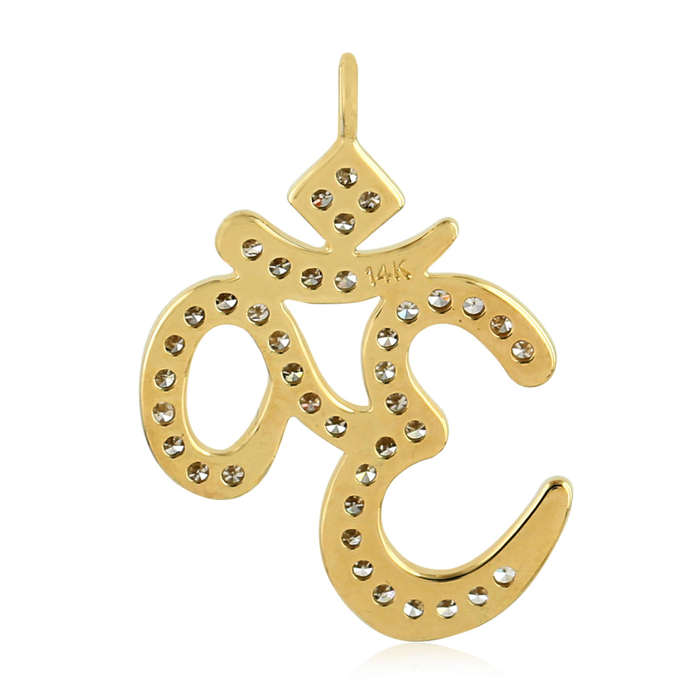 14K Yellow Gold Pave Diamond "OM" Religious Pendant