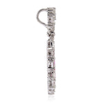 Oval Slice Ruby Gemstone Prong Baguette Diamond Partywear Charm In 18K White Gold