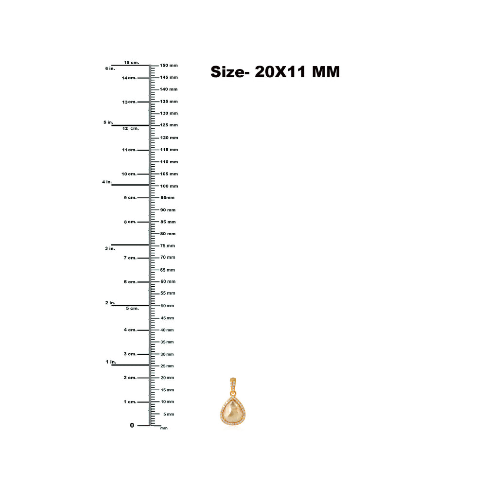 18k Yellow Gold Tear Drop Ice Diamond Designer Charm Jewelry