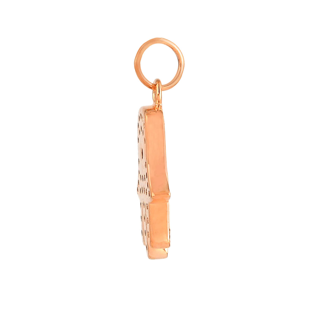 18K Rose Gold Prong Natural Ice Diamond Hand Humsa Charm Jewelry For Everyone