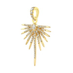 14K Yellow Gold Micro Pave Natural Diamond Starburst Pendant For Gift